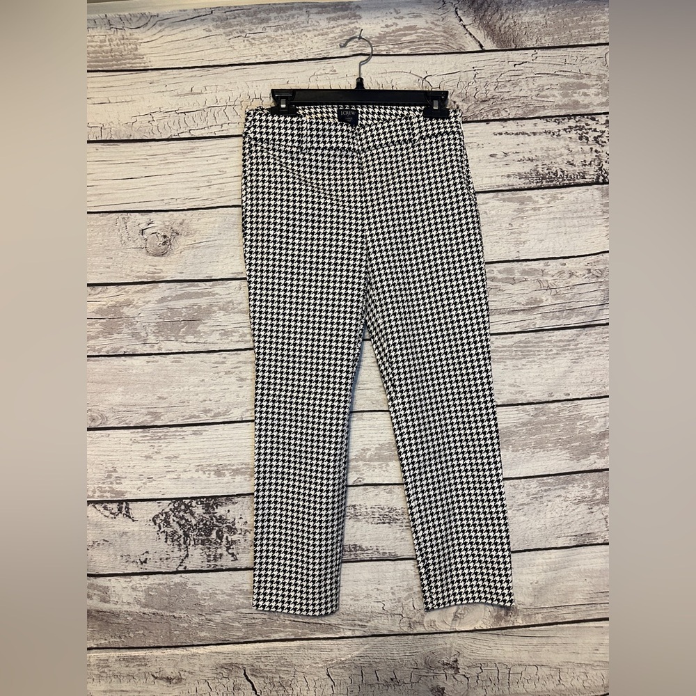J.Crew Winnie Pant Women’s 4P Black White Houndstooth Slim Ankle Dress Pants